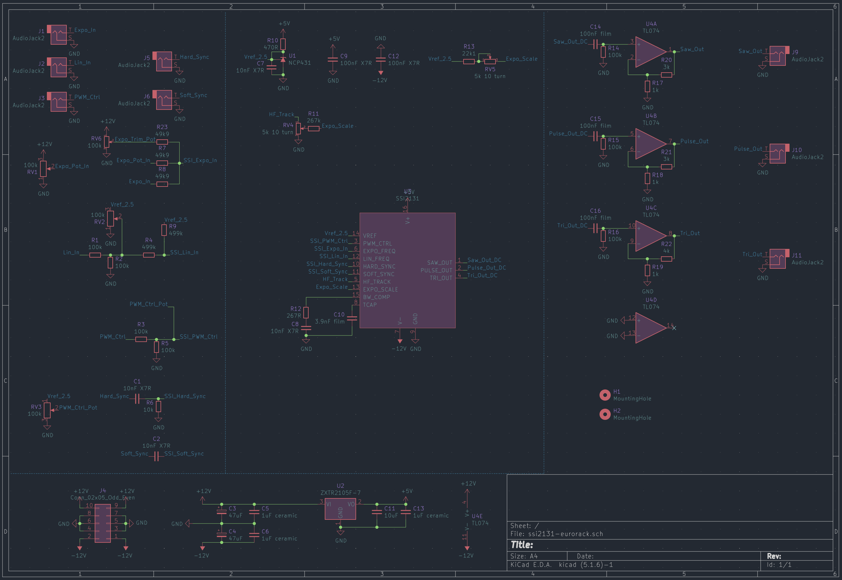 Schematic drawing of the Misguided Modules SSI2131 VCO